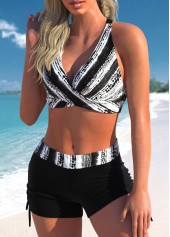 Criss Cross Tie Dye Print Black Bikini Set | thumb picture 