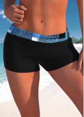 Mid Waisted Geometric Print Black Swim Shorts