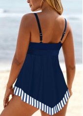 Lace Up Striped Navy Tankini Top-No Bottom | picture 2