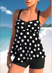 Handkerchief Hem Polka Dot Black Tankini Top-No Bottom | picture 3