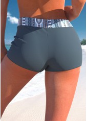 Mid Waisted Tribal Print Dusty Blue Swim Shorts | thumb picture 