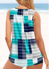 Metal Ring Geometric Print Cyan Tankini Set | thumb picture 