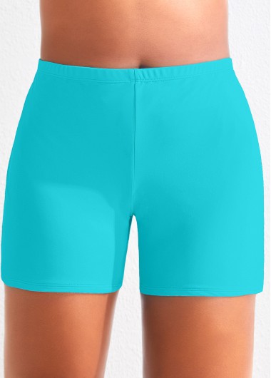 Modlily High Waisted Plus Size Neon Blue Swim Shorts - 3X