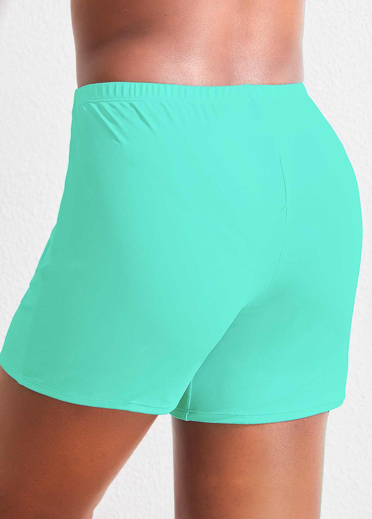 High Waisted Plus Size Mint Green Swim Shorts