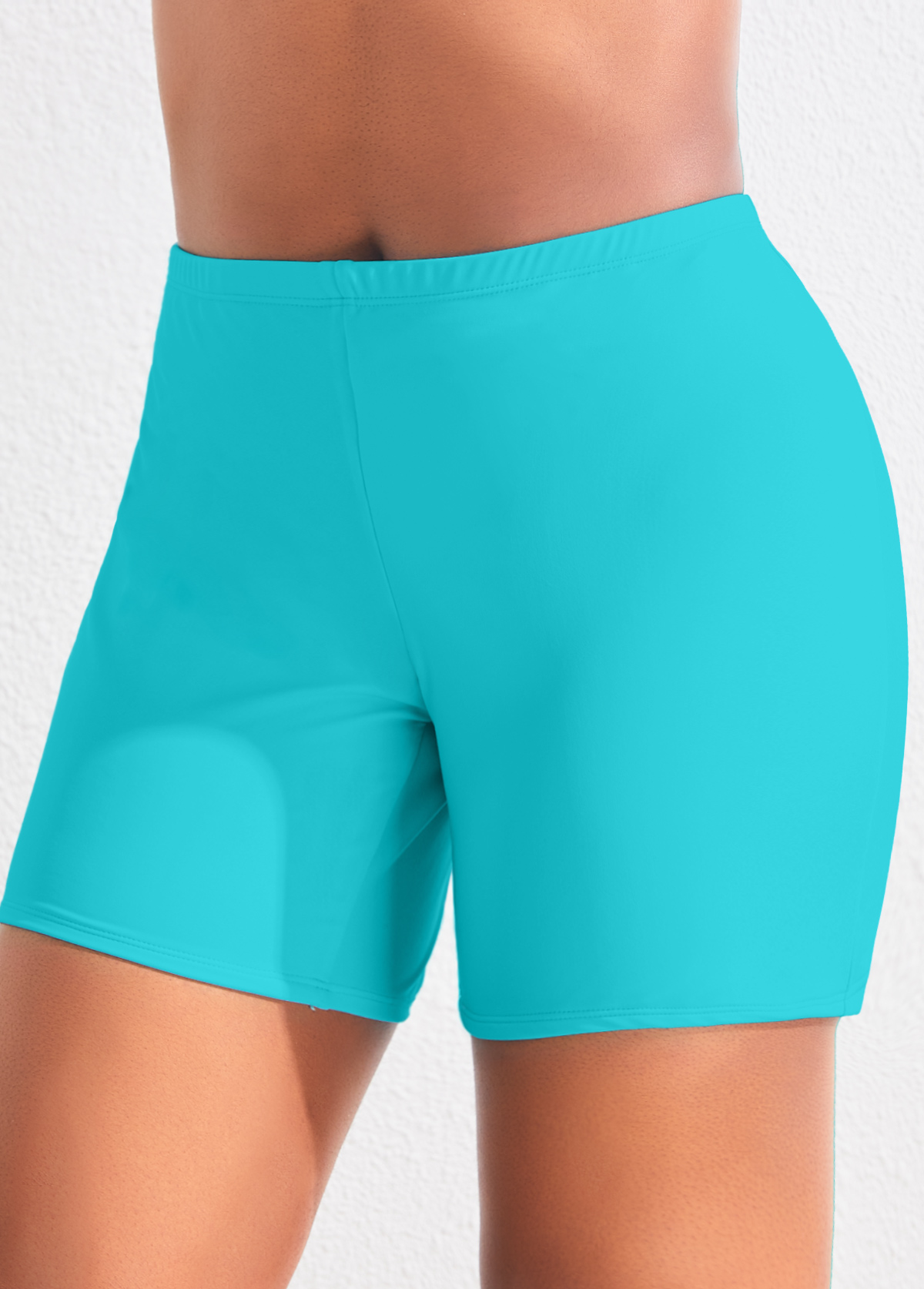 High Waisted Plus Size Neon Blue Swim Shorts