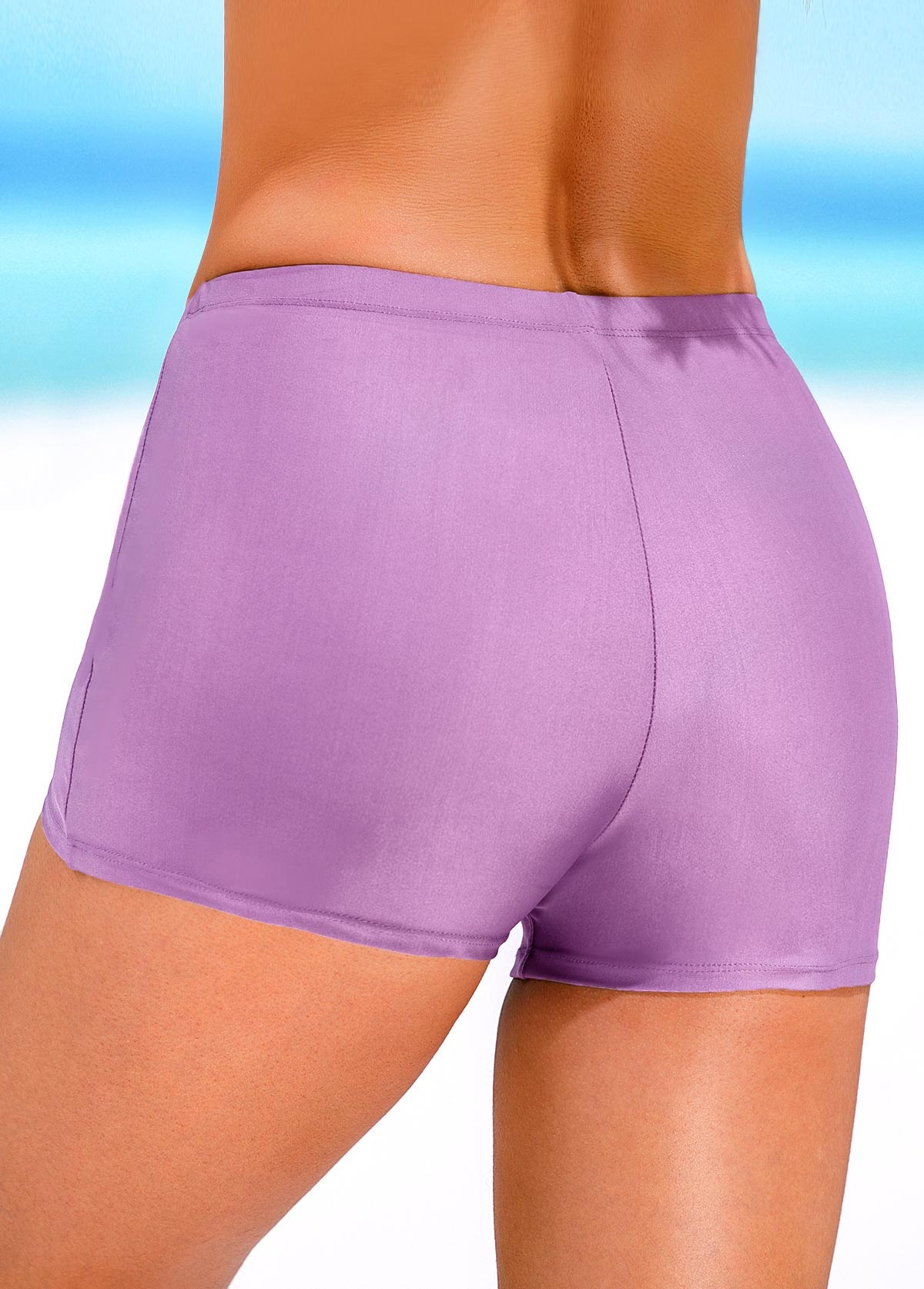 Mid Waisted Purple Stretch Swim Shorts