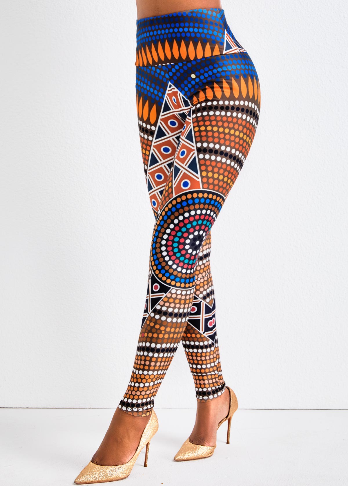 Multi Color Tribal Print High Waisted Leggings