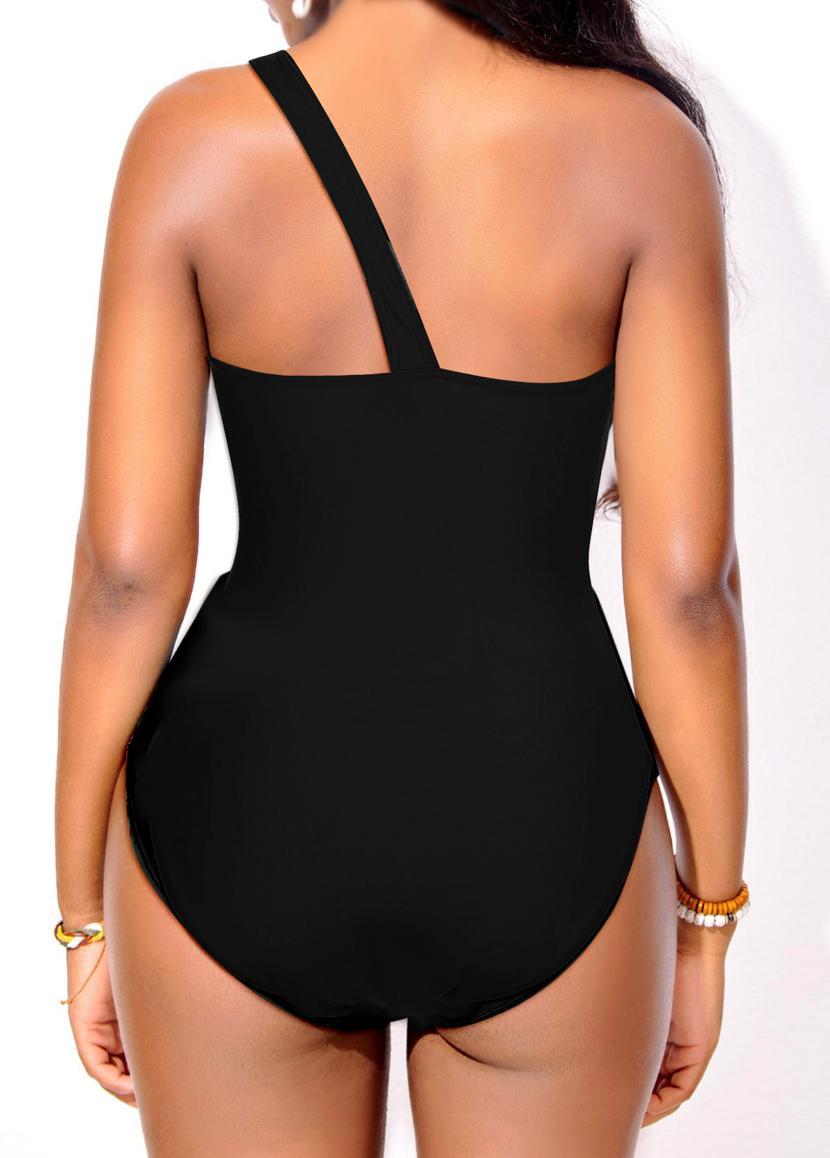 Asymmetry Black Contrast One Piece Swimwear