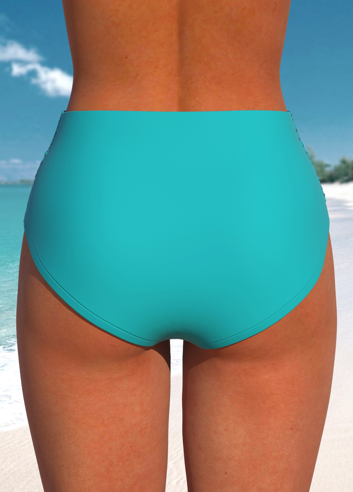 High Waisted Stretch Turquoise Bikini Bottom