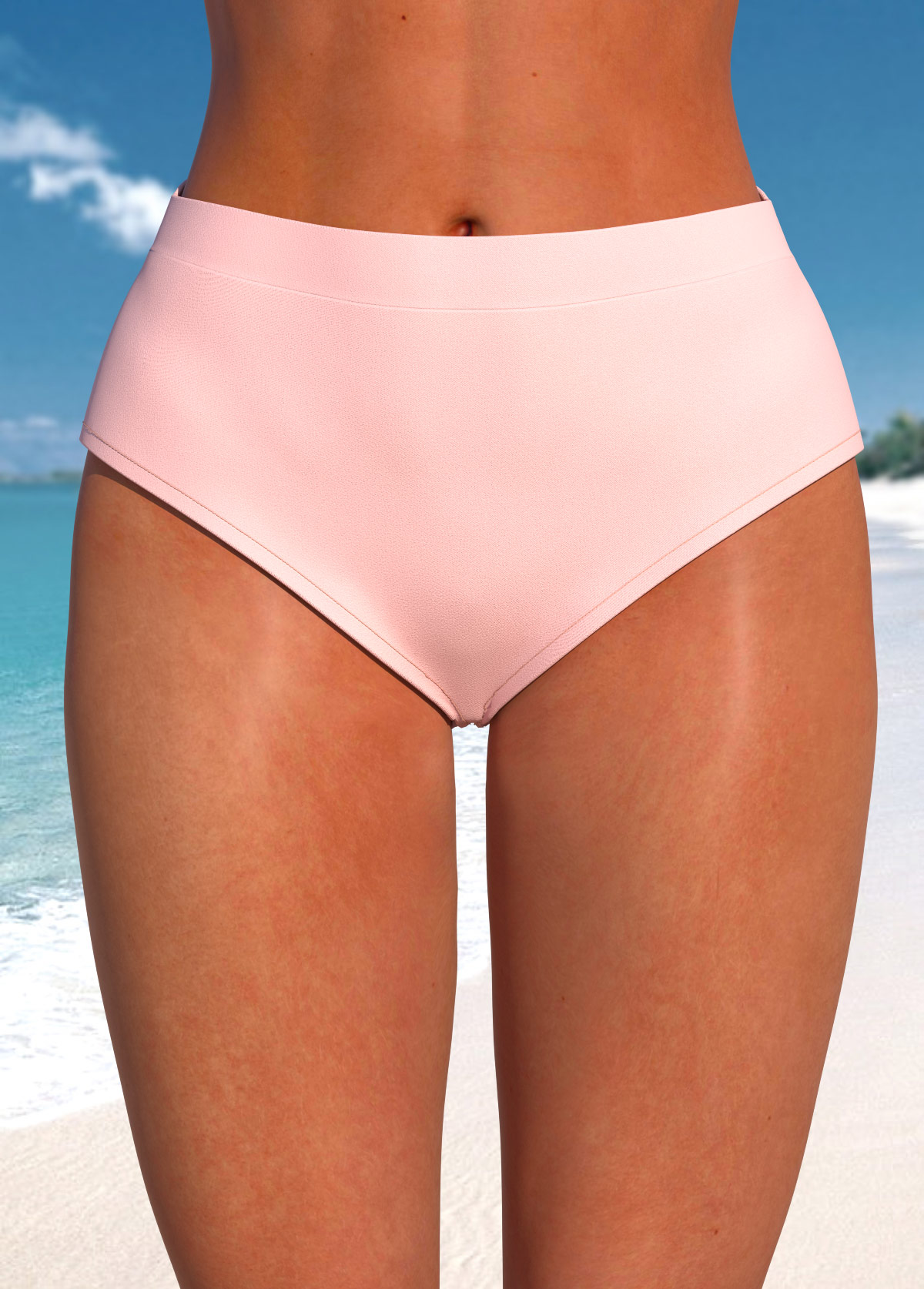 Mid Waisted Light Pink Bikini Bottom