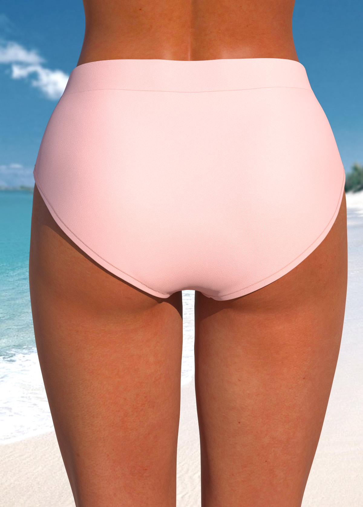 Mid Waisted Light Pink Bikini Bottom