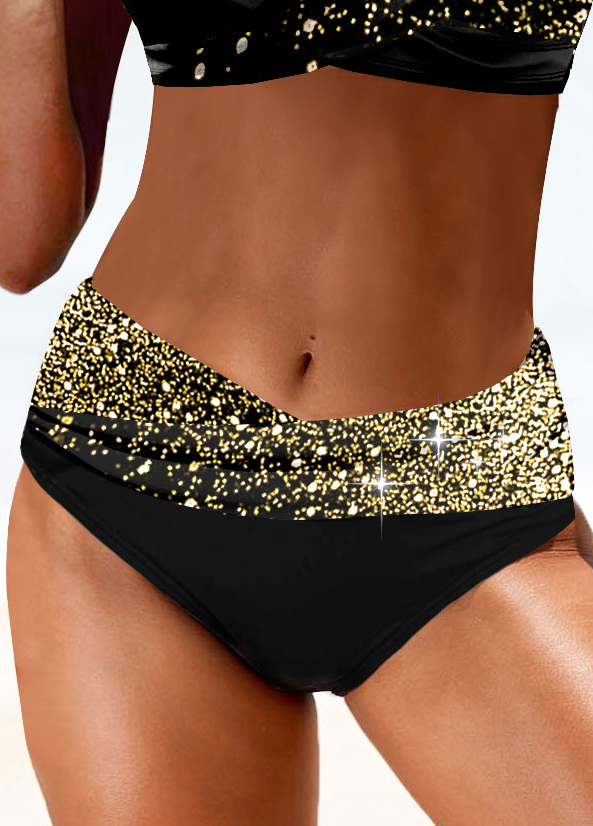 Criss Cross Gold Shinning Bikini Set