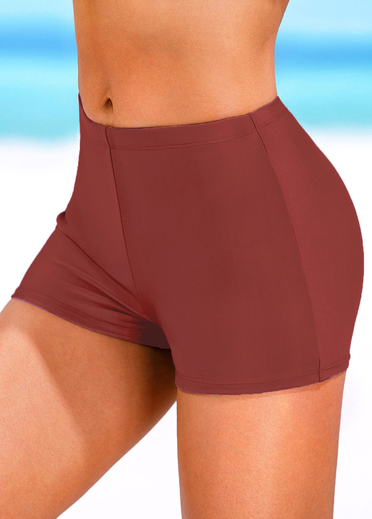 Mid Waisted Deep Red Swim Shorts