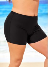 Black Mid Waisted Elastic Detail Swimwear Shorts | thumb picture 