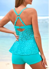 Cut Out Cyan Lace Tankini Top-No Bottom | picture 2