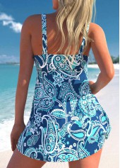 Paisley Print Wide Strap Blue Swimdress Top-No Bottom | picture 2
