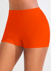 Mid Waisted Orange Stretchy Swimwear Shorts