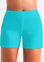 High Waisted Plus Size Neon Blue Swim Shorts