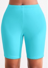 High Waisted Plus Size Neon Blue Swim Shorts