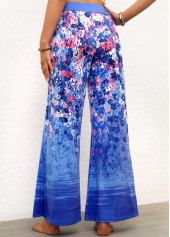 Blue Ditsy Floral Print Elastic Waist Pants | thumb picture 