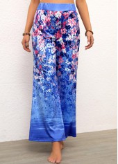Blue Ditsy Floral Print Elastic Waist Pants | thumb picture 