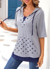 Light Grey Marl Star Print T Shirt | thumb picture 