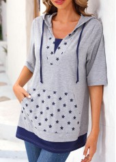 Light Grey Marl Star Print T Shirt | thumb picture 