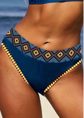 Mid Waisted Tribal Print Peacock Blue Bikini Bottom