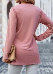 Light Pink Button Long Sleeve T Shirt | thumb picture 