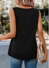 Black Patchwork Leopard Round Neck Tank Top | thumb picture 