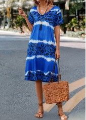 Blue Leopard H Shape Short Sleeve Dress | thumb picture 