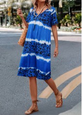 Blue Leopard H Shape Short Sleeve Dress | thumb picture 