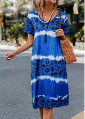 Blue Leopard H Shape Short Sleeve Dress | thumb picture 