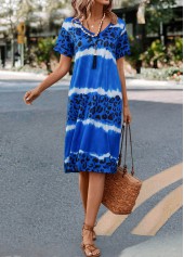 Blue Leopard H Shape Short Sleeve Dress | thumb picture 