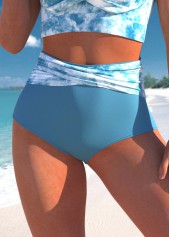 High Waisted Tie Dye Print Dusty Blue Bikini Bottom