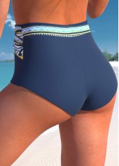 High Waisted Floral Print Navy Bikini Bottom | thumb picture 