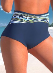 High Waisted Floral Print Navy Bikini Bottom | thumb picture 