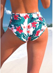 High Waisted Floral Print Turquoise Bikini Bottom | thumb picture 