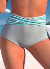 High Waisted Stripe Print Bikini Bottom