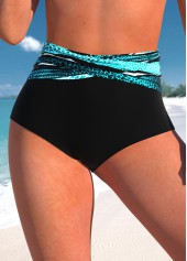 High Waisted Striped Black Bikini Bottom