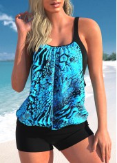 Fake 2in1 Animal Print Black Tankini Top-No Bottom | picture 1