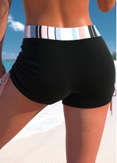 Mid Waisted Multi Stripe Print Black Swim Shorts | thumb picture 