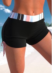 Mid Waisted Multi Stripe Print Black Swim Shorts | thumb picture 