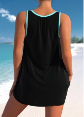 Bowknot Floral Print Cyan Tankini Top-No Bottom | picture 2