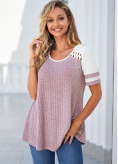 Purple Cut Out Short Sleeve T Shirt | thumb picture 