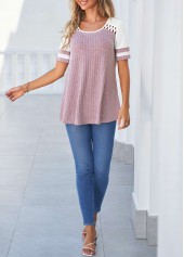 Purple Cut Out Short Sleeve T Shirt | thumb picture 