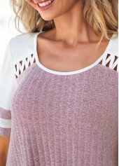 Purple Cut Out Short Sleeve T Shirt | thumb picture 