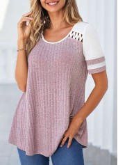 Purple Cut Out Short Sleeve T Shirt