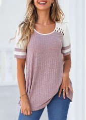 Purple Cut Out Short Sleeve T Shirt | thumb picture 