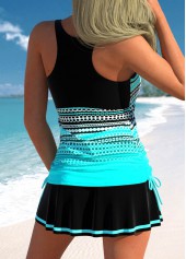 Drawstring Polka Dot Cyan Tankini Top-No Bottom